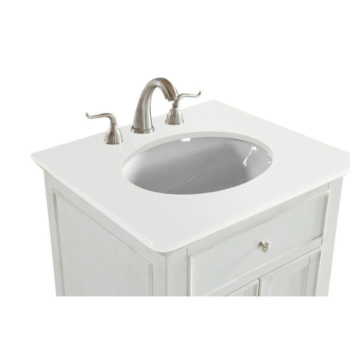 Elegant Otto 24" Single Vanity, Antique White/Ivory Marble
