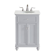 Elegant Otto 24" Single Vanity, Light Grey/Ivory Marble - VF12324GR-VW