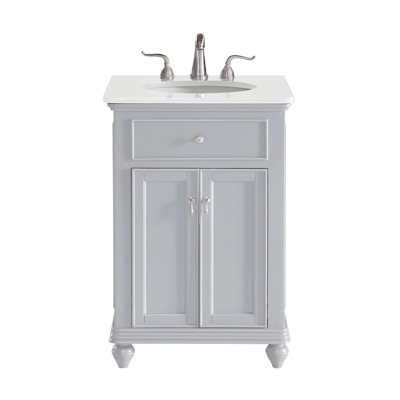 Elegant Otto 24" Single Vanity, Light Grey/Ivory Marble - VF12324GR-VW