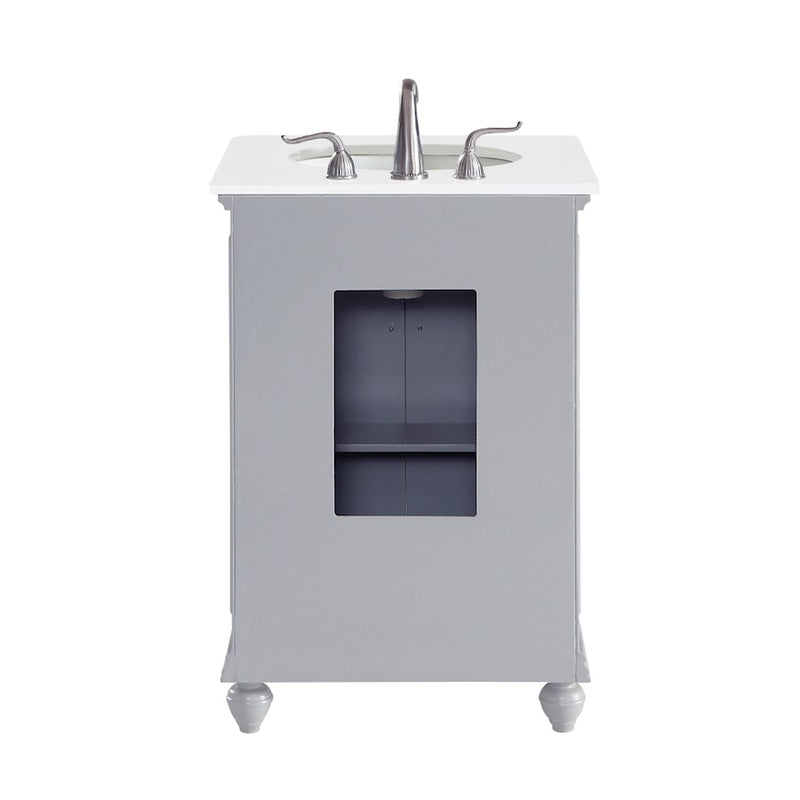 Elegant Otto 24" Single Vanity, Light Grey/Ivory Marble