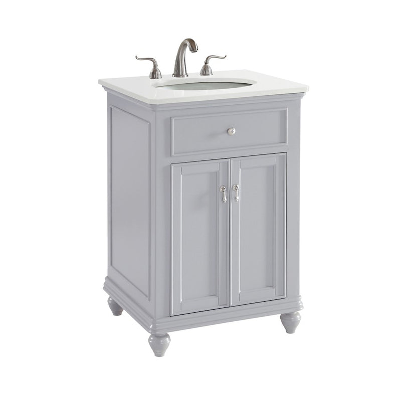 Elegant Otto 24" Single Vanity, Light Grey/Ivory Marble