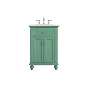 Elegant Otto 24" Single Vanity, Vintage Mint/Ivory Marble - VF12324VM-VW