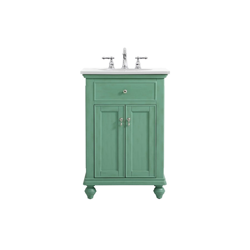 Elegant Otto 24" Single Vanity, Vintage Mint/Ivory Marble - VF12324VM-VW