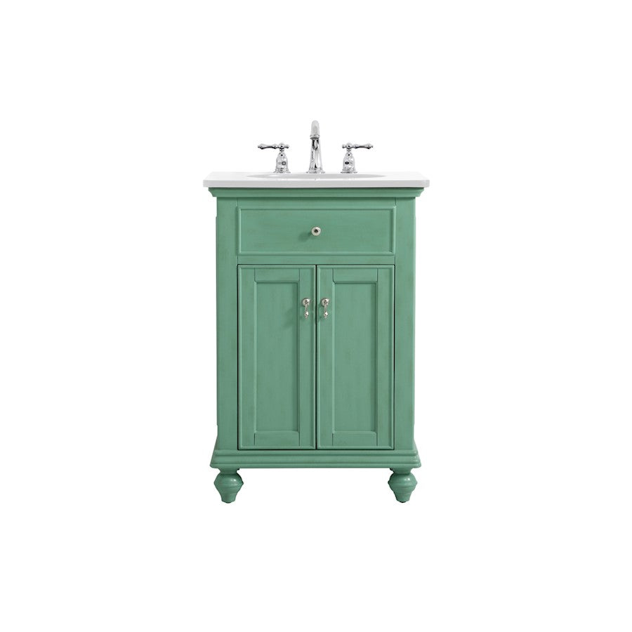 Elegant Otto 24" Single Vanity, Vintage Mint/Ivory Marble - VF12324VM-VW