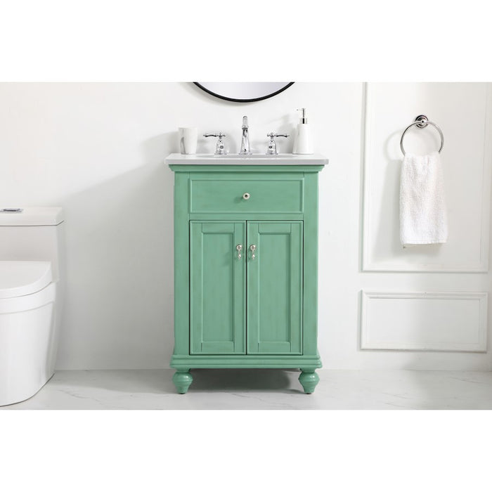 Elegant Otto 24" Single Vanity, Vintage Mint/Ivory Marble