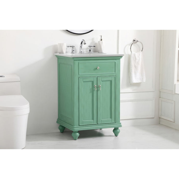 Elegant Otto 24" Single Vanity, Vintage Mint/Ivory Marble