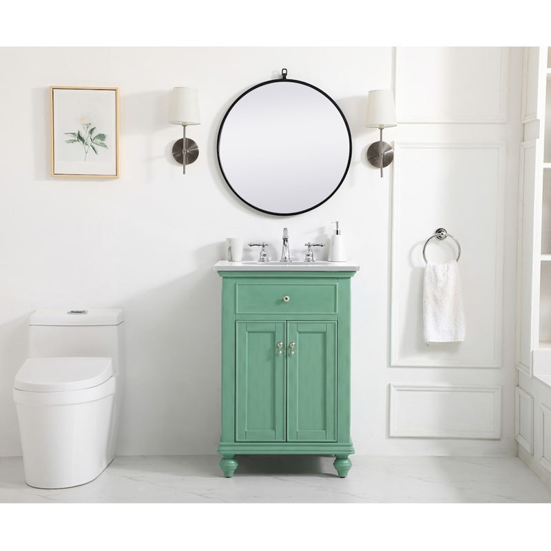 Elegant Otto 24" Single Vanity, Vintage Mint/Ivory Marble