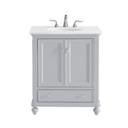 Elegant Otto 30" Single Vanity, Light Grey/Ivory Marble - VF12330GR-VW