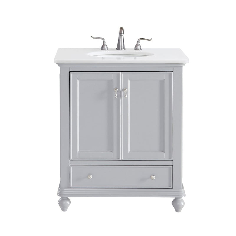 Elegant Otto 30" Single Vanity, Light Grey/Ivory Marble - VF12330GR-VW