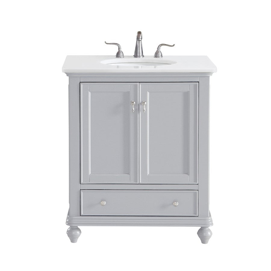 Elegant Otto 30" Single Vanity, Light Grey/Ivory Marble - VF12330GR-VW