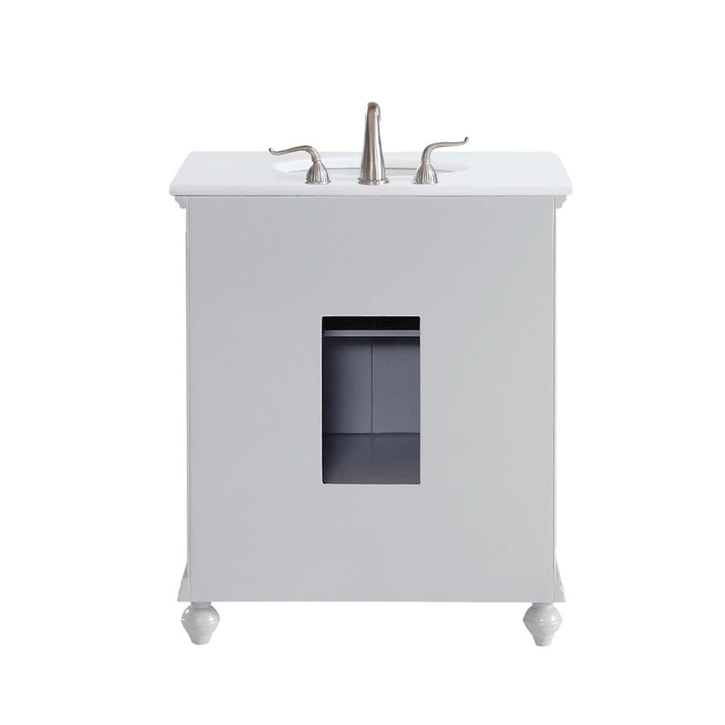 Elegant Otto 30" Single Vanity, Light Grey/Ivory Marble