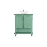 Elegant Otto 30" Single Vanity, Vintage Mint/Ivory Marble - VF12330VM-VW