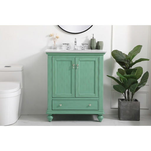 Elegant Otto 30" Single Vanity, Vintage Mint/Ivory Marble