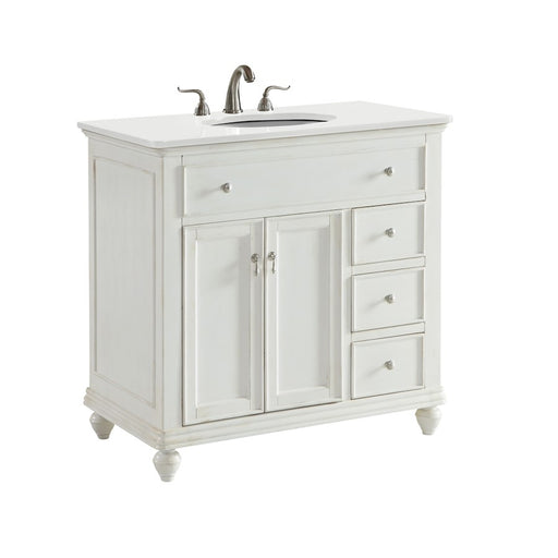 Elegant Otto 36" Single Vanity, Antique White/Ivory Marble