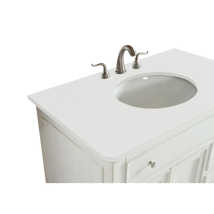 Elegant Otto 36" Single Vanity, Antique White/Ivory Marble