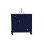 Elegant Kitchen/Bath Otto 36" Single Bathroom Vanity, Blue - VF12336BL
