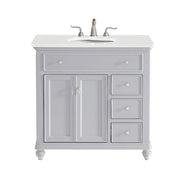 Elegant Otto 36" Single Vanity, Light Grey/Ivory Marble - VF12336GR-VW
