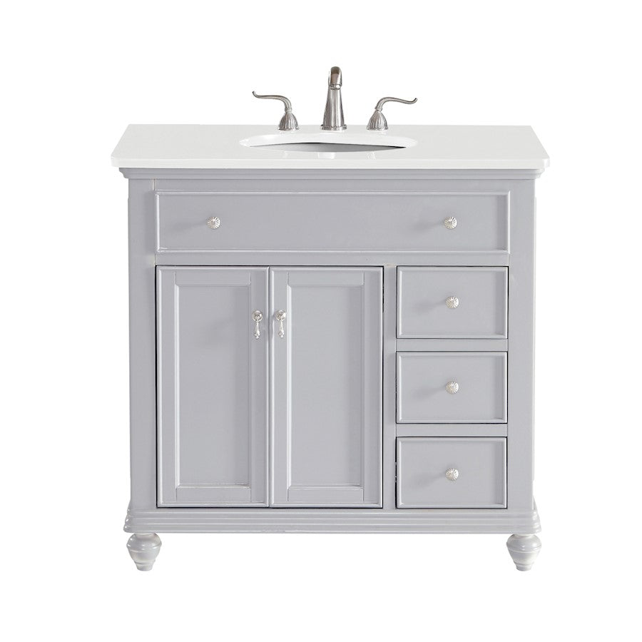Elegant Otto 36" Single Vanity, Light Grey/Ivory Marble - VF12336GR-VW