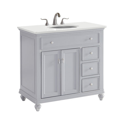 Elegant Otto 36" Single Vanity, Light Grey/Ivory Marble