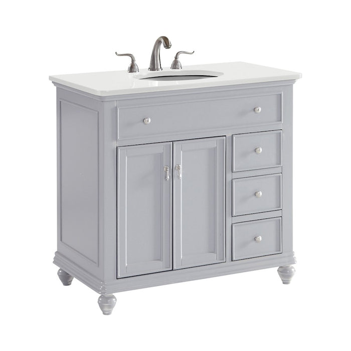Elegant Otto 36" Single Vanity, Light Grey/Ivory Marble