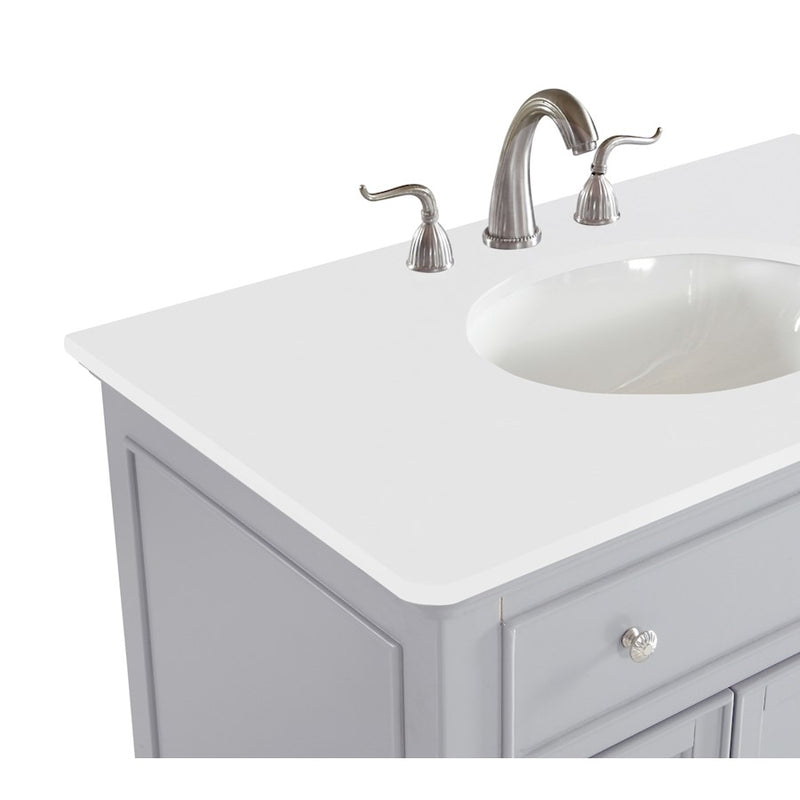 Elegant Otto 36" Single Vanity, Light Grey/Ivory Marble