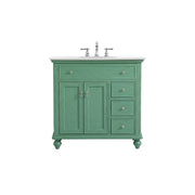 Elegant Otto 36" Single Vanity, Vintage Mint/Ivory Marble - VF12336VM-VW