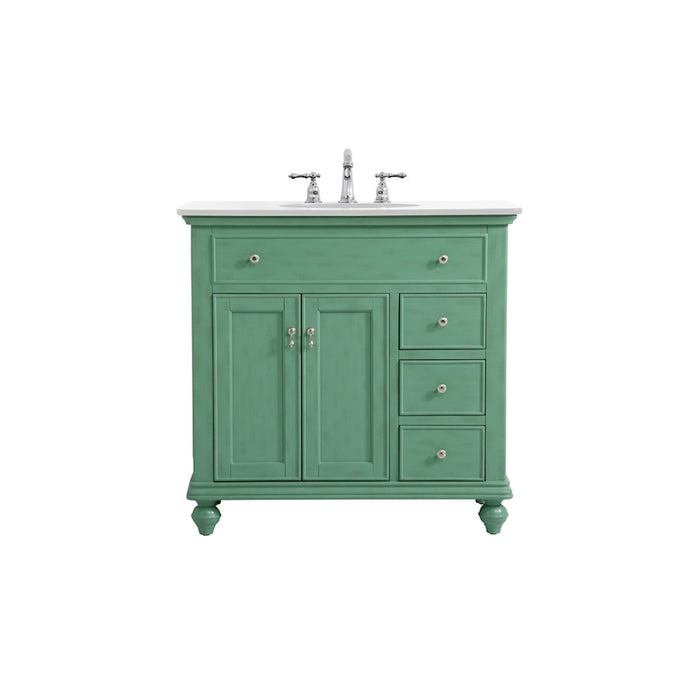 Elegant Otto 36" Single Vanity, Vintage Mint/Ivory Marble - VF12336VM-VW
