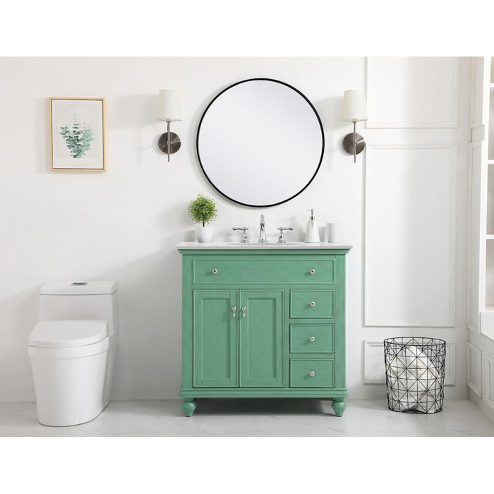 Elegant Otto 36" Single Vanity, Vintage Mint/Ivory Marble