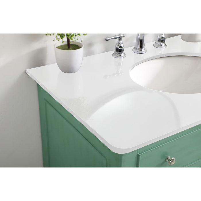 Elegant Otto 36" Single Vanity, Vintage Mint/Ivory Marble