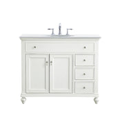 Elegant Otto 42" Single Vanity, Antique White/Ivory Marble - VF12342AW-VW