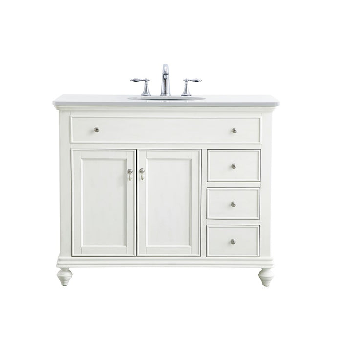 Elegant Otto 42" Single Vanity, Antique White/Ivory Marble - VF12342AW-VW