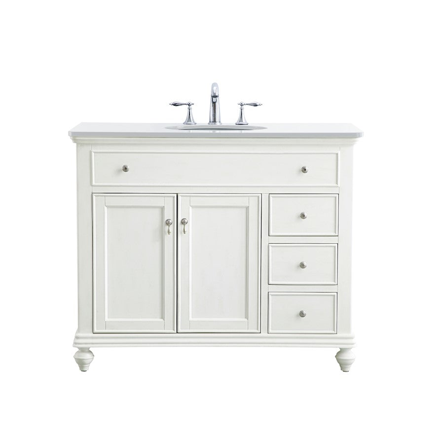 Elegant Otto 42" Single Vanity, Antique White/Ivory Marble - VF12342AW-VW