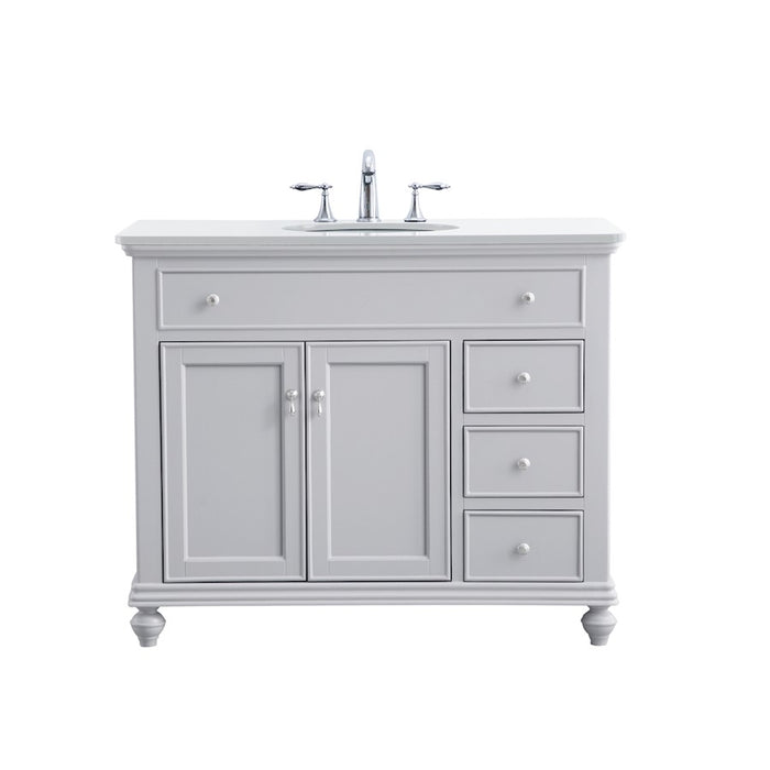 Elegant Otto 42" Single Vanity, Light Grey/Ivory Marble - VF12342GR-VW