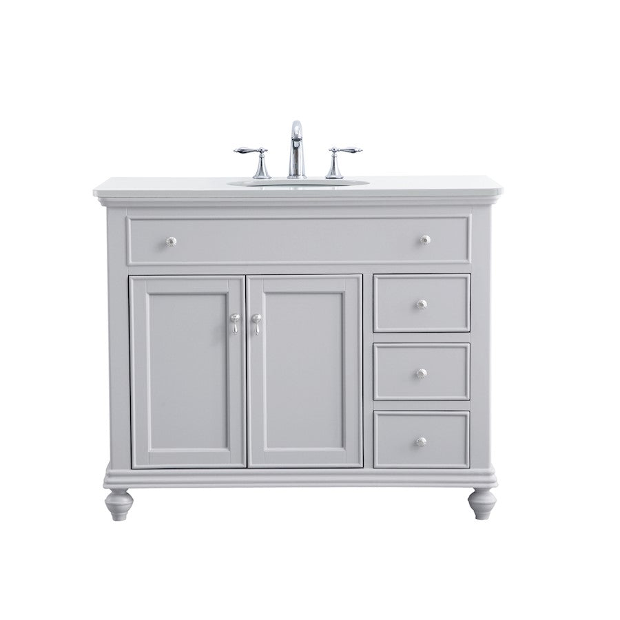 Elegant Otto 42" Single Vanity, Light Grey/Ivory Marble - VF12342GR-VW