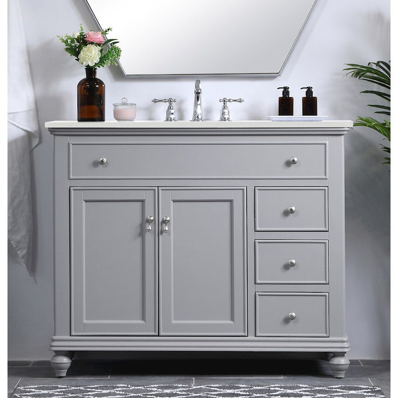 Elegant Otto 42" Single Vanity, Light Grey/Ivory Marble
