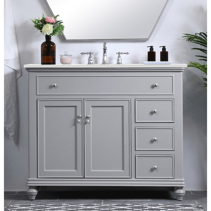 Elegant Otto 42" Single Vanity, Light Grey/Ivory Marble
