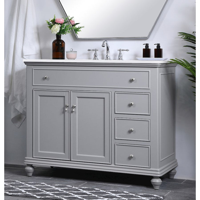 Elegant Otto 42" Single Vanity, Light Grey/Ivory Marble