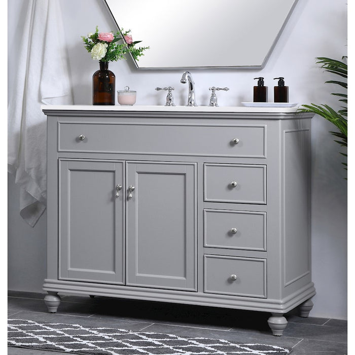 Elegant Otto 42" Single Vanity, Light Grey/Ivory Marble
