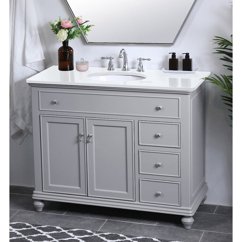 Elegant Otto 42" Single Vanity, Light Grey/Ivory Marble