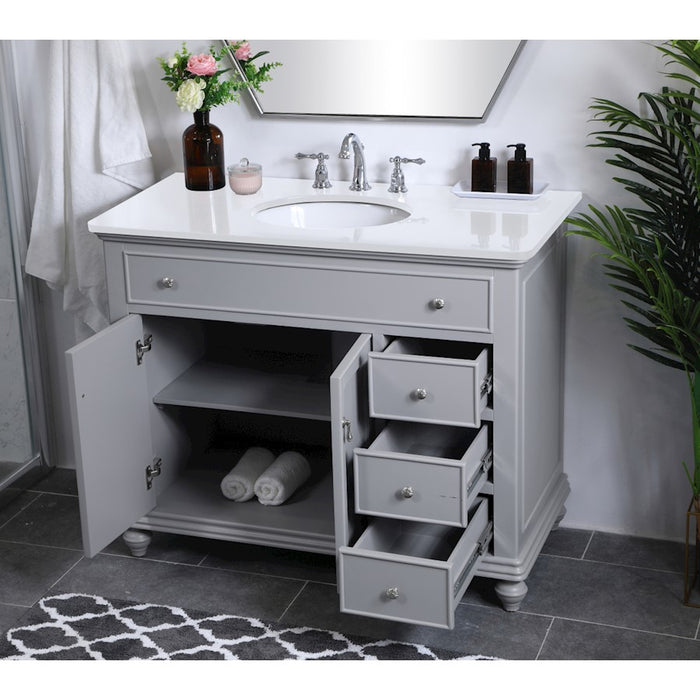 Elegant Otto 42" Single Vanity, Light Grey/Ivory Marble