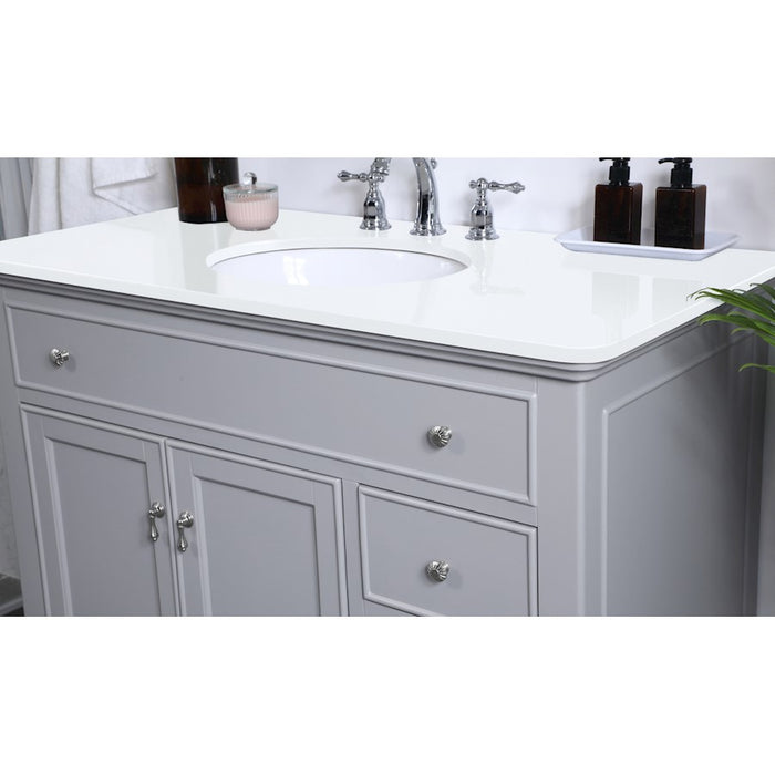 Elegant Otto 42" Single Vanity, Light Grey/Ivory Marble