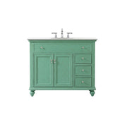 Elegant Otto 42" Single Vanity, Vintage Mint/Ivory Marble - VF12342VM-VW