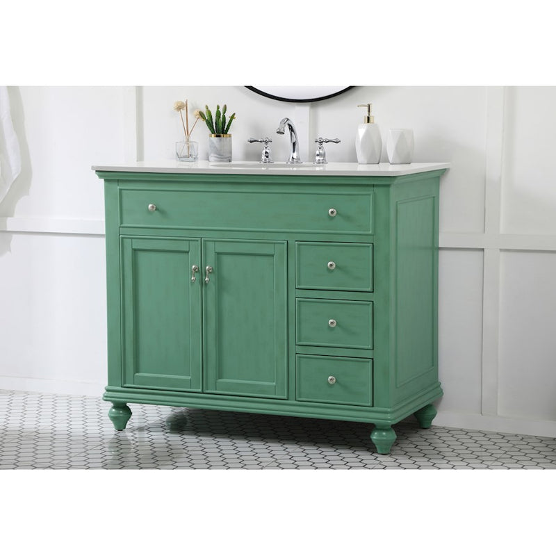 Elegant Otto 42" Single Vanity, Vintage Mint/Ivory Marble