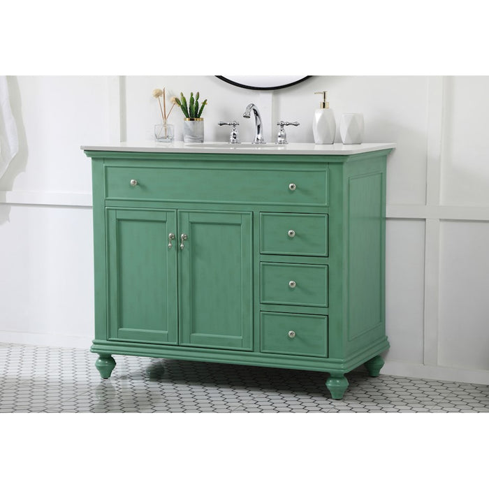 Elegant Otto 42" Single Vanity, Vintage Mint/Ivory Marble