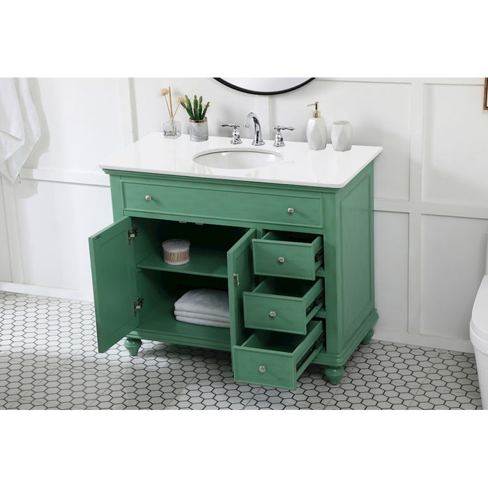 Elegant Otto 42" Single Vanity, Vintage Mint/Ivory Marble