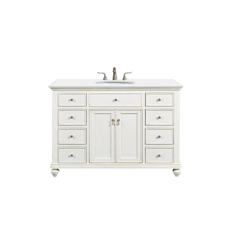 Elegant Otto 48" Single Vanity, Antique White/Ivory Marble - VF12348AW-VW