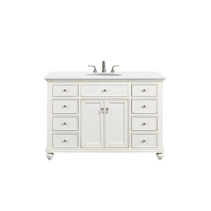 Elegant Otto 48" Single Vanity, Antique White/Ivory Marble - VF12348AW-VW