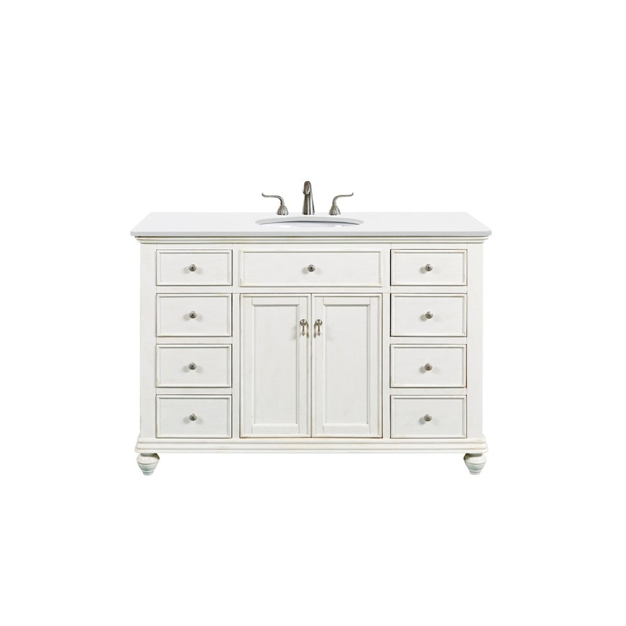 Elegant Otto 48" Single Vanity, Antique White/Ivory Marble - VF12348AW-VW