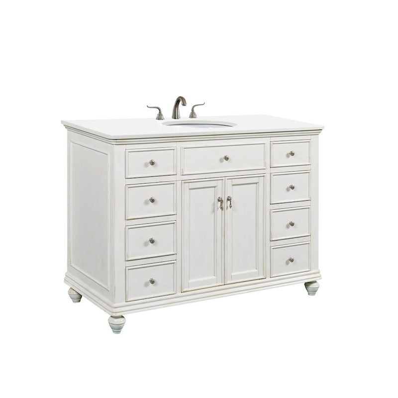 Elegant Otto 48" Single Vanity, Antique White/Ivory Marble