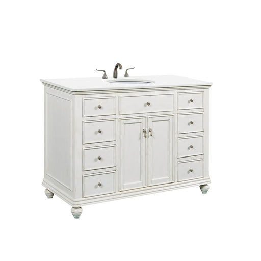 Elegant Otto 48" Single Vanity, Antique White/Ivory Marble